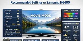 Configuración recomendada para el televisor Samsung H6400