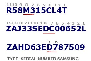 Los formatos de los números de serie de Samsung
