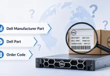 ¿Qué significan Manufacturer Part, Dell Part y Order Code en los productos Dell?