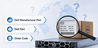 ¿Qué significan Manufacturer Part, Dell Part y Order Code en los productos Dell?